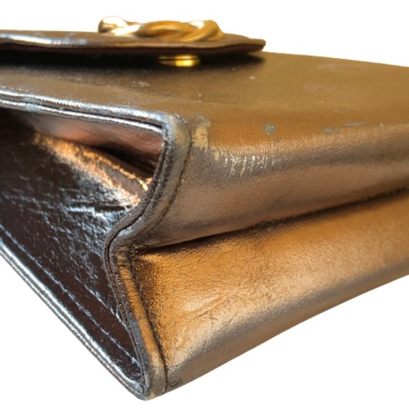 Vintage Vegan Framed Handbag Faux Leather Metal Handle AS IS - Picture 11 of 12